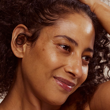Woman with great hair smiling
